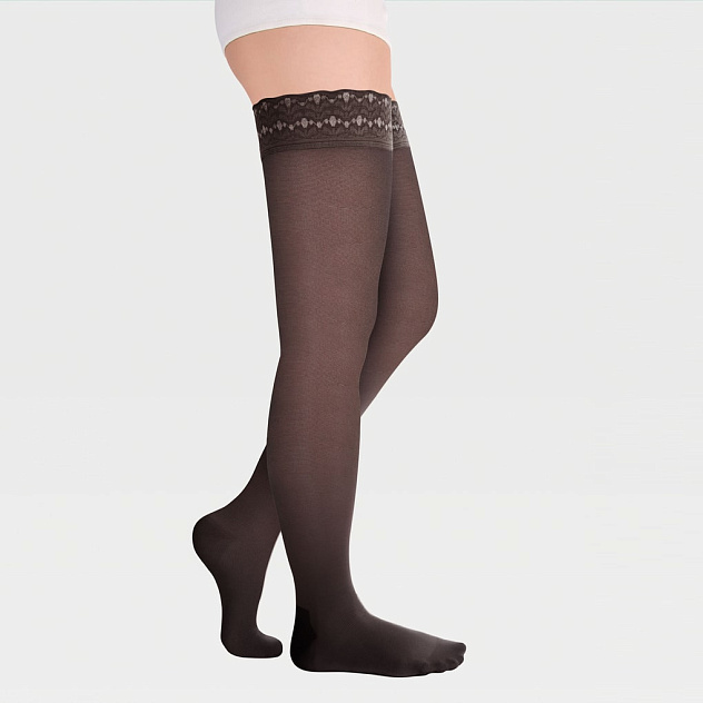 Чулки компрессионные прозрачные с ажурной резинкой (закрытый носок) 1 класс Idealista ID-301T